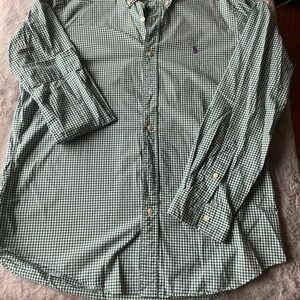 Polo Ralph Lauren Green Checkered Men's Shirt purple pony size large